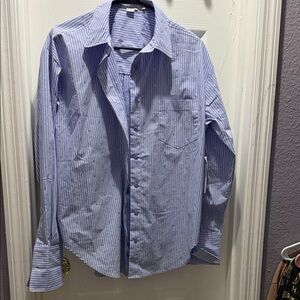 Good American Light Blue Pinstripe Dress Shirt